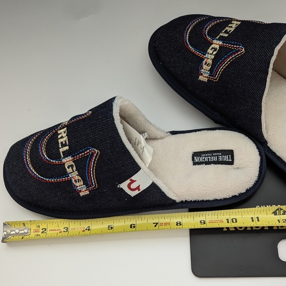 BNWT True Religion Men's (Size Medium 9-10) Denim Slide-In Slippers - Picture 12 of 15